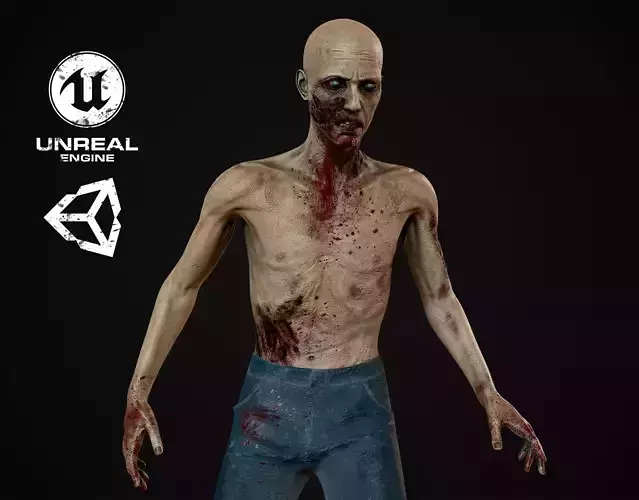 Old Zombie  Low-poly 3D model