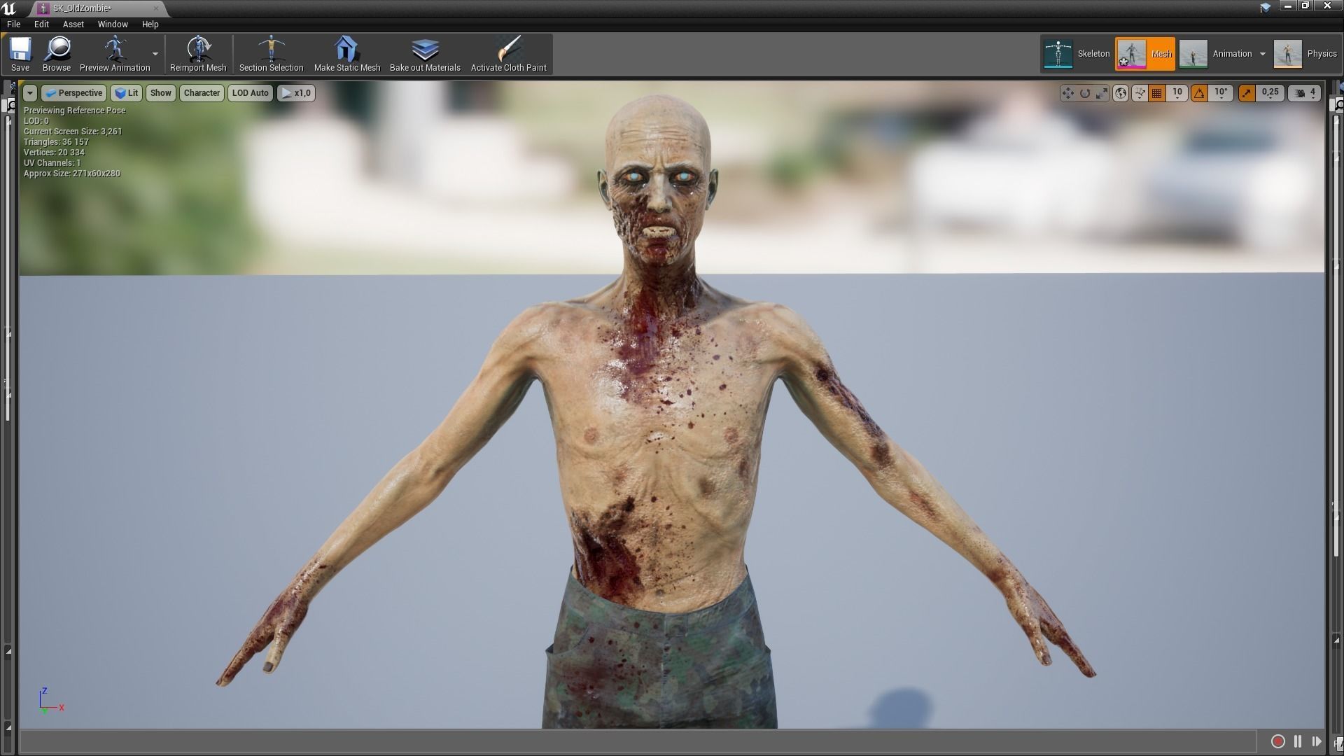 Old Zombie  Low-poly 3D model_9