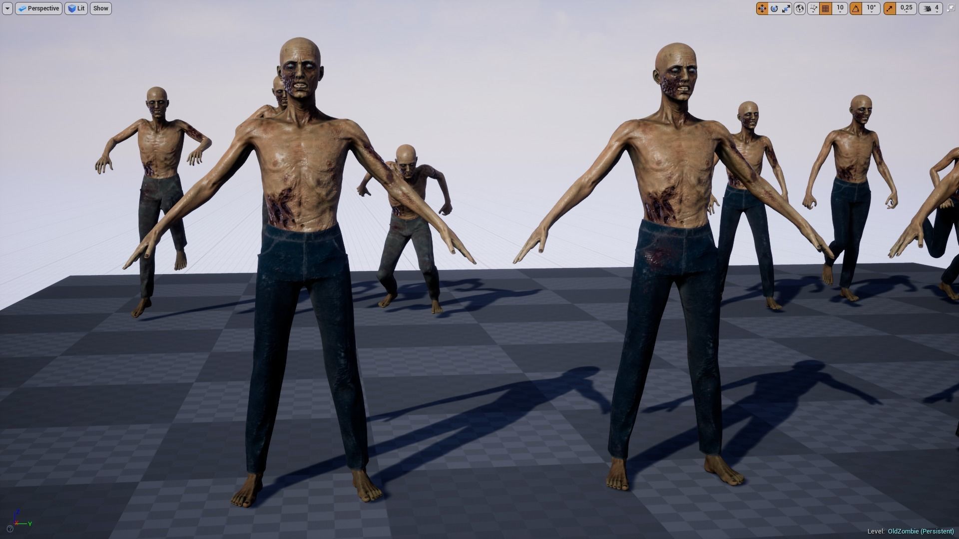 Old Zombie  Low-poly 3D model_10