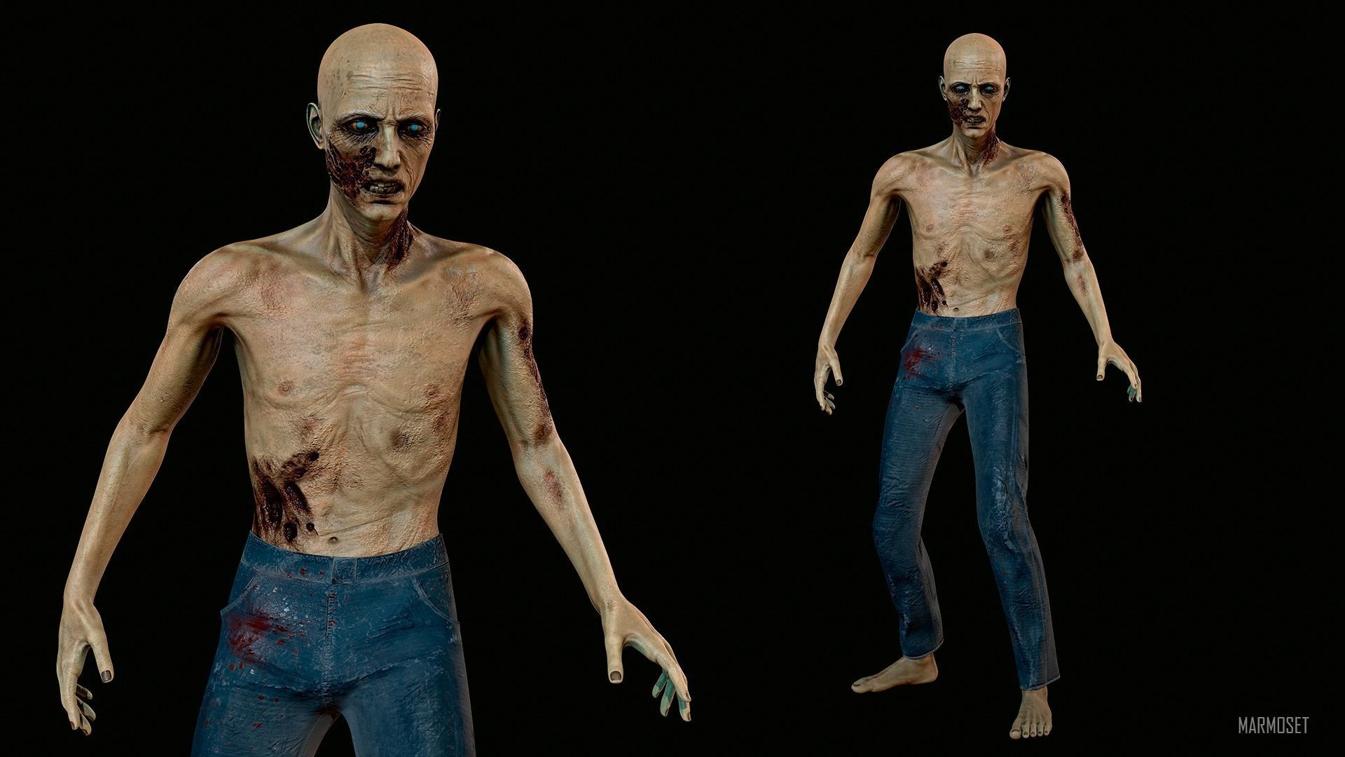 Old Zombie  Low-poly 3D model_3
