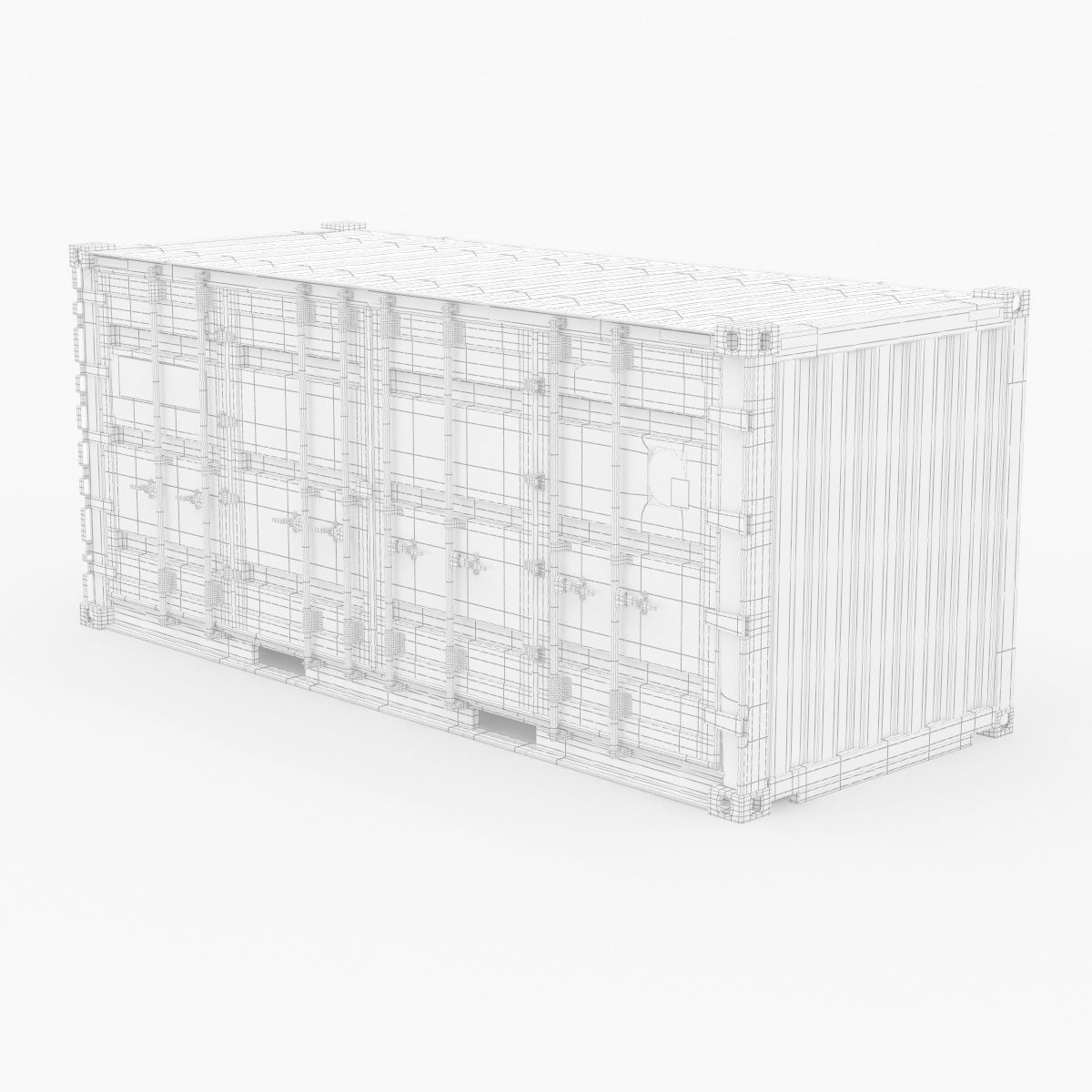 20 ft Cube Open Side Shipping Cargo Container 3D model_32