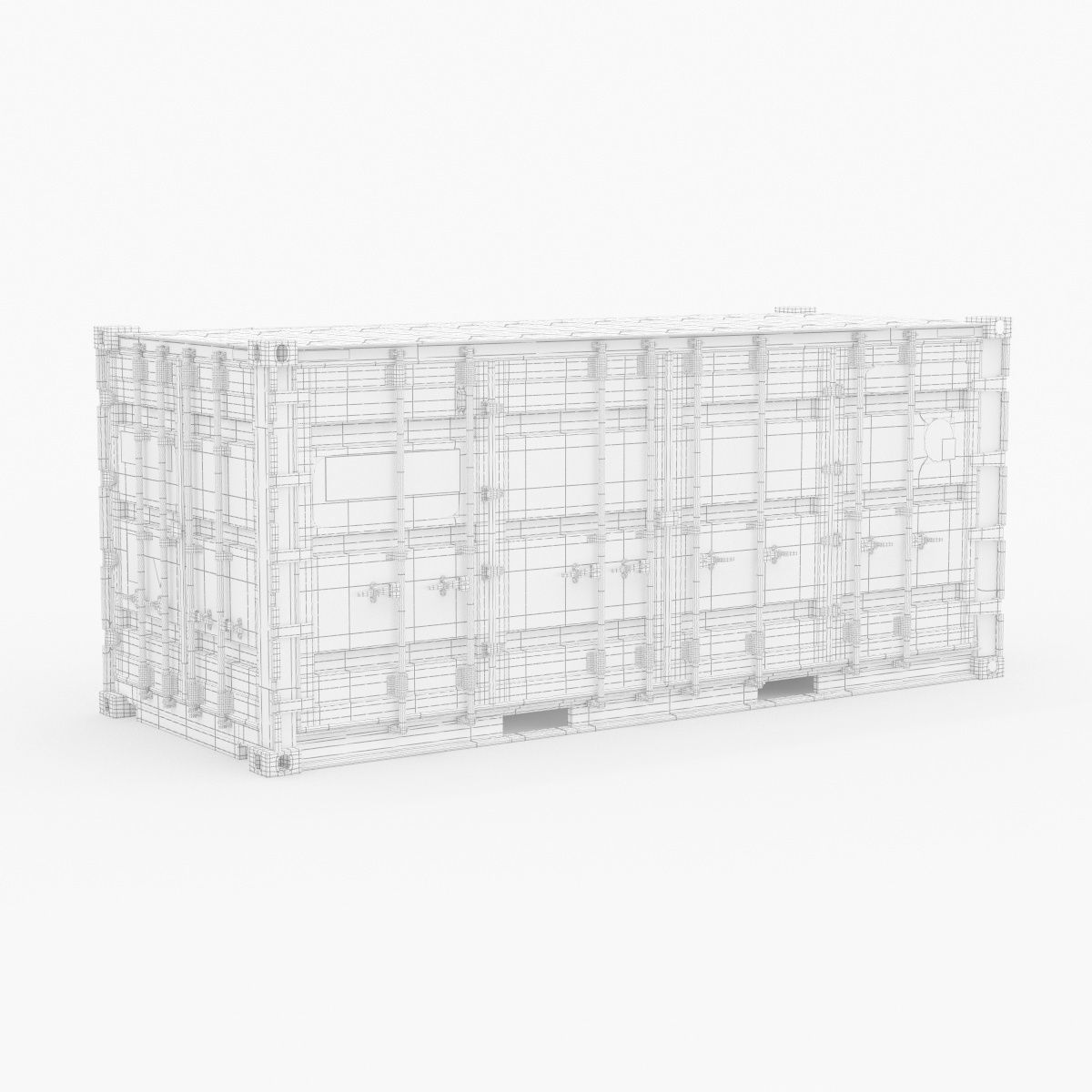 20 ft Cube Open Side Shipping Cargo Container 3D model_34