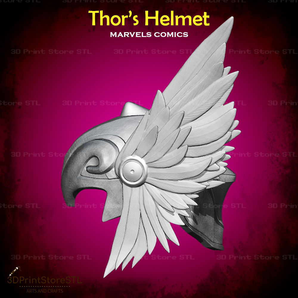 Thor Helmet Cosplay Marvel Comics - STL File 3D print model_2