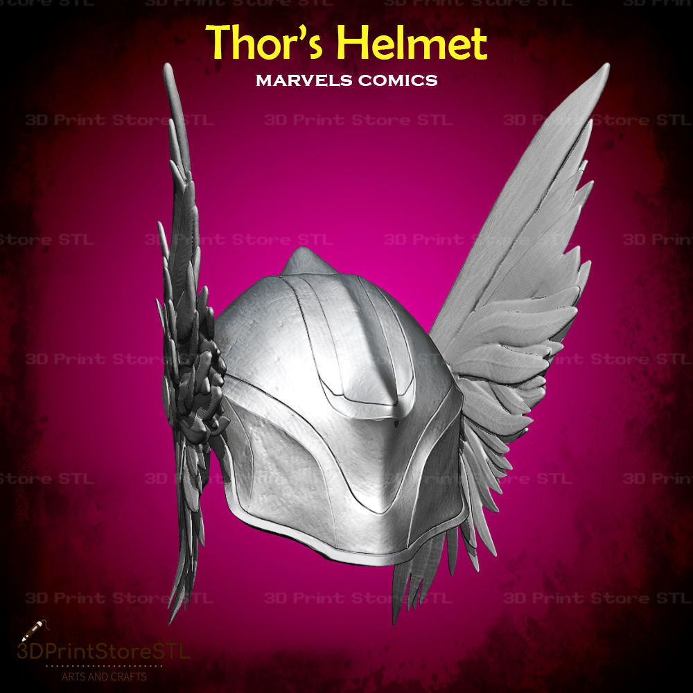 Thor Helmet Cosplay Marvel Comics - STL File 3D print model_3