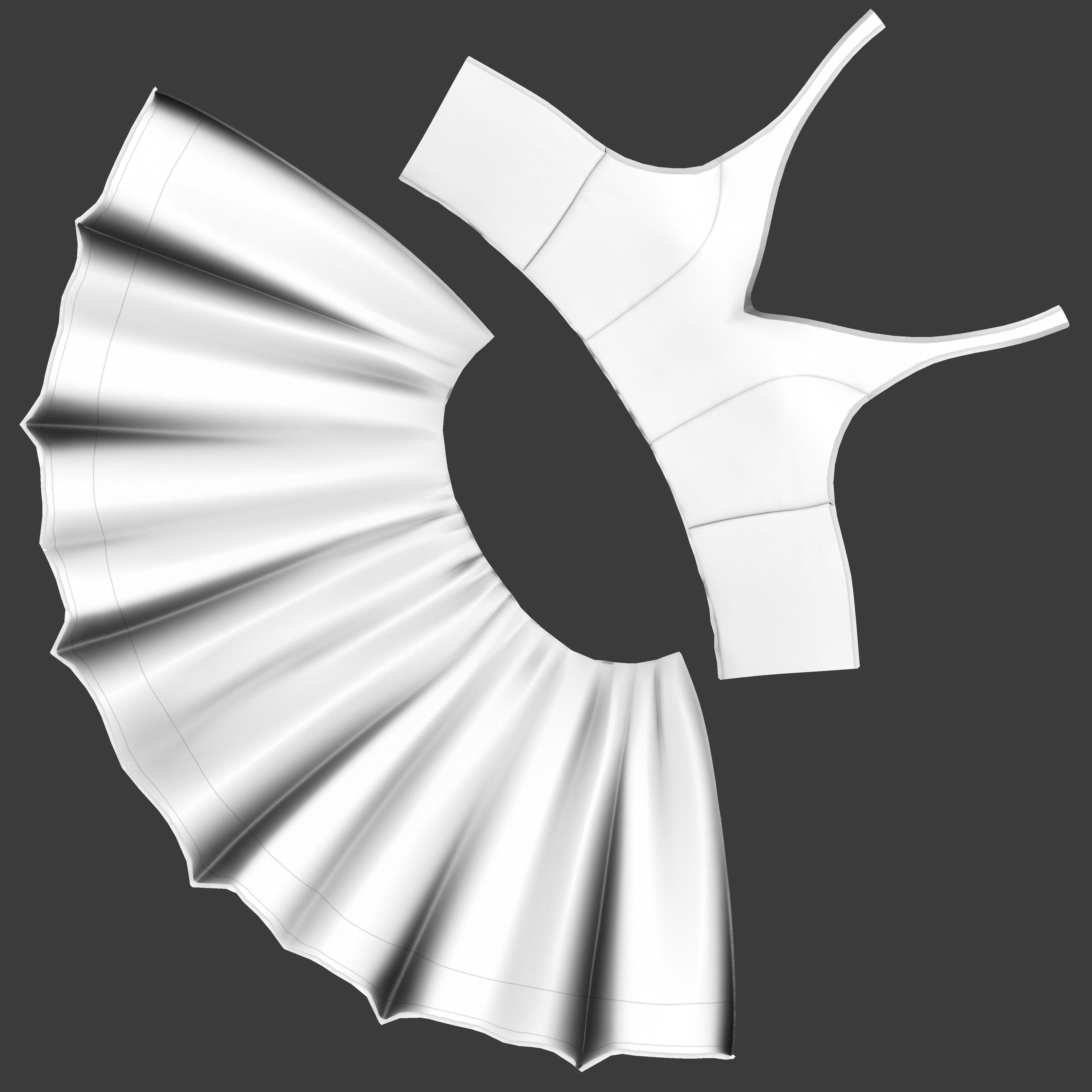 Blue Sleeveless Open Back Halter Neck Party Skirt Dress Low-poly 3D model_12