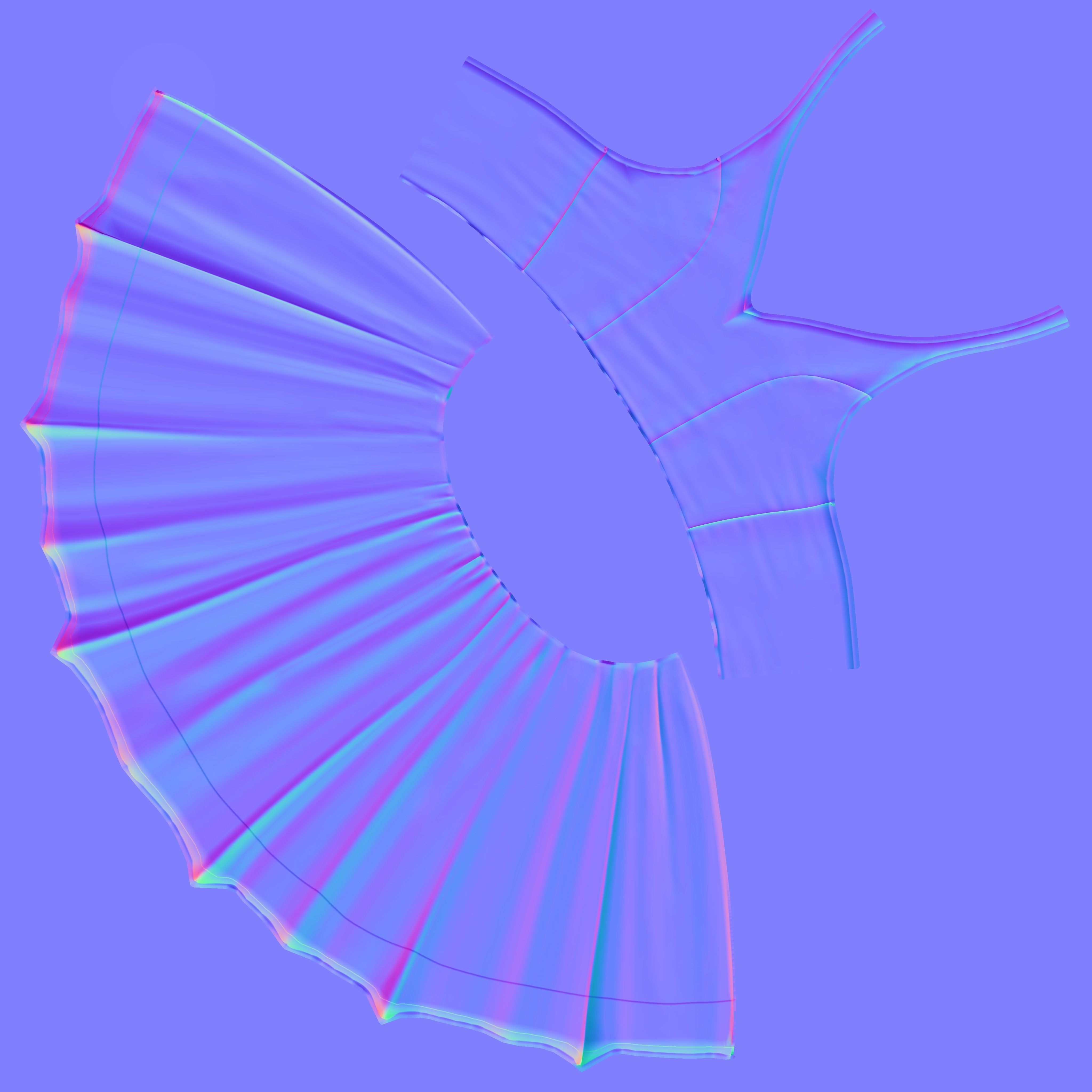 Blue Sleeveless Open Back Halter Neck Party Skirt Dress Low-poly 3D model_10