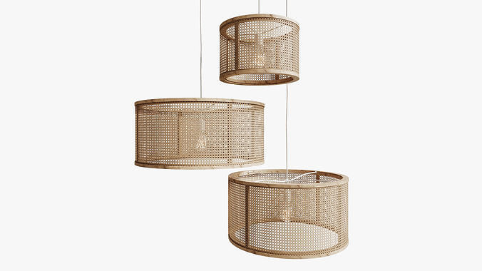 Kira And Kira Rattan And Pine Pendants 3D model