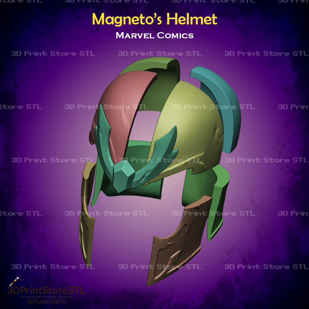 Magneto Helmet Cosplay Marvel Comics - STL File 3D print model_4