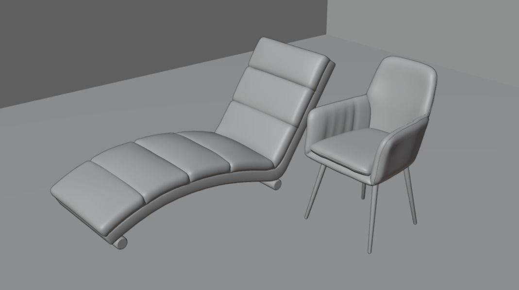 modern tables double chair 3D model_3