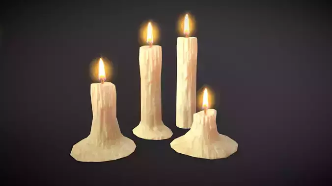 Candle set three burning candles