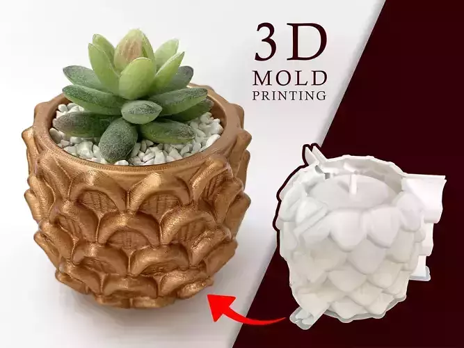 3D mold for make cement Pot - Include Pot file for print 3D print model