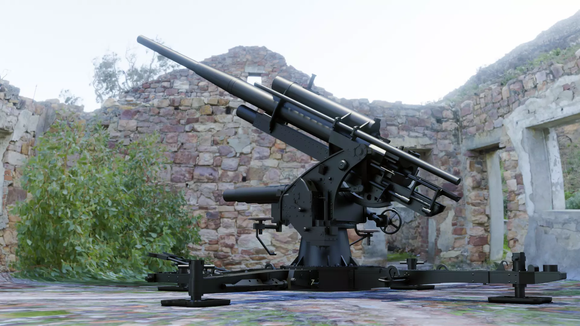 German FLAK 88 mm 3D model 3D model_0