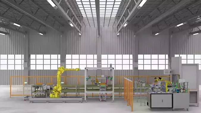 Automatic production line for battery pack electrode welding  3D model