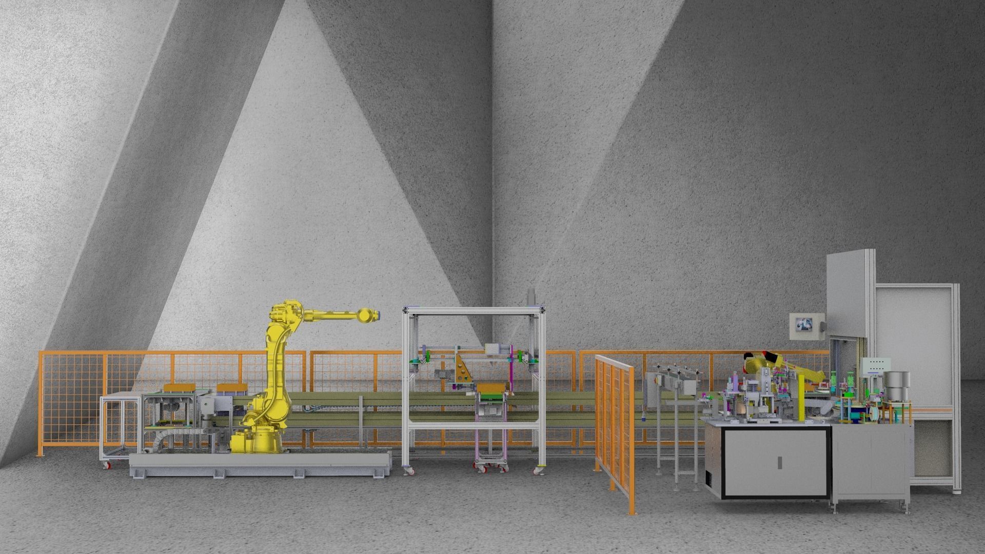 Automatic production line for battery pack electrode welding  3D model_2