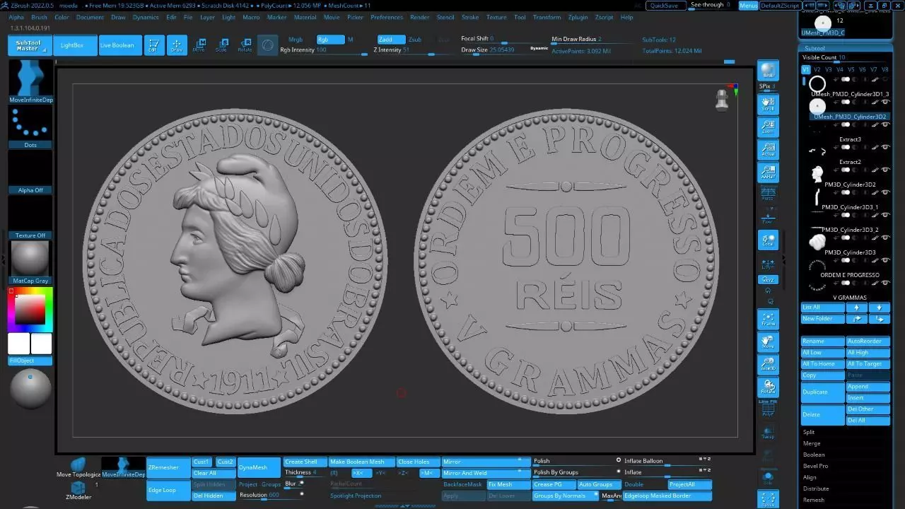 500 coin 3D print model