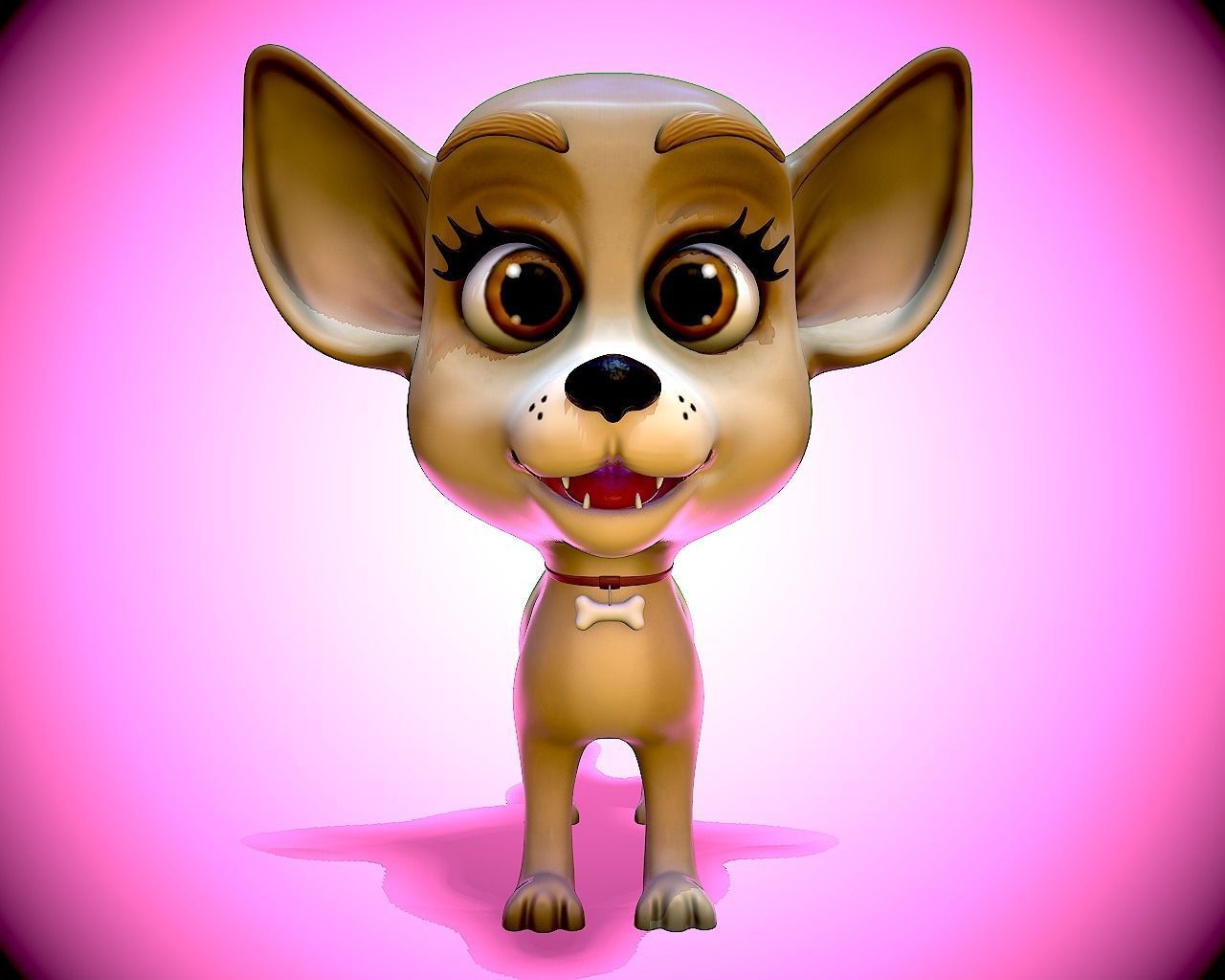 Cartoon Chihuahua Low-poly 3D model_2