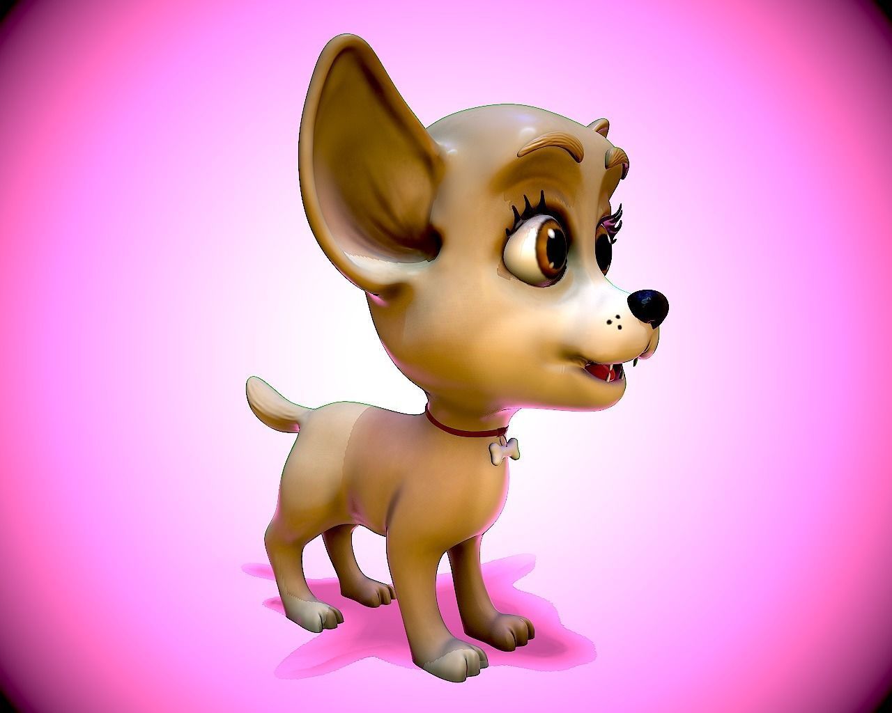 Cartoon Chihuahua Low-poly 3D model_4