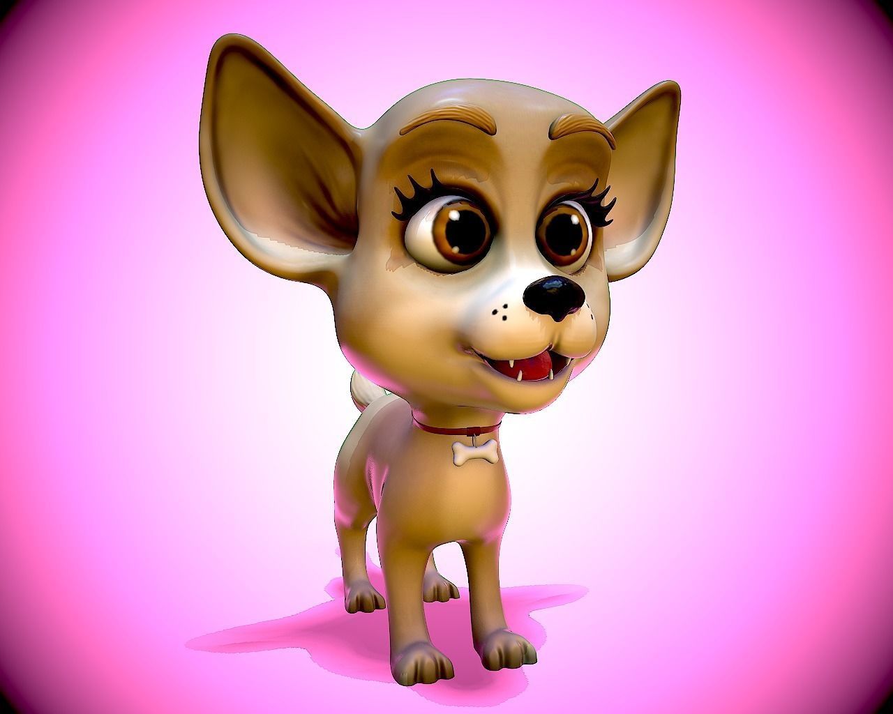 Cartoon Chihuahua Low-poly 3D model_3