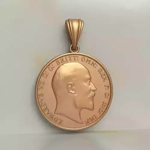 King Edward VII Sovereign Coin Bullion Face Pendant