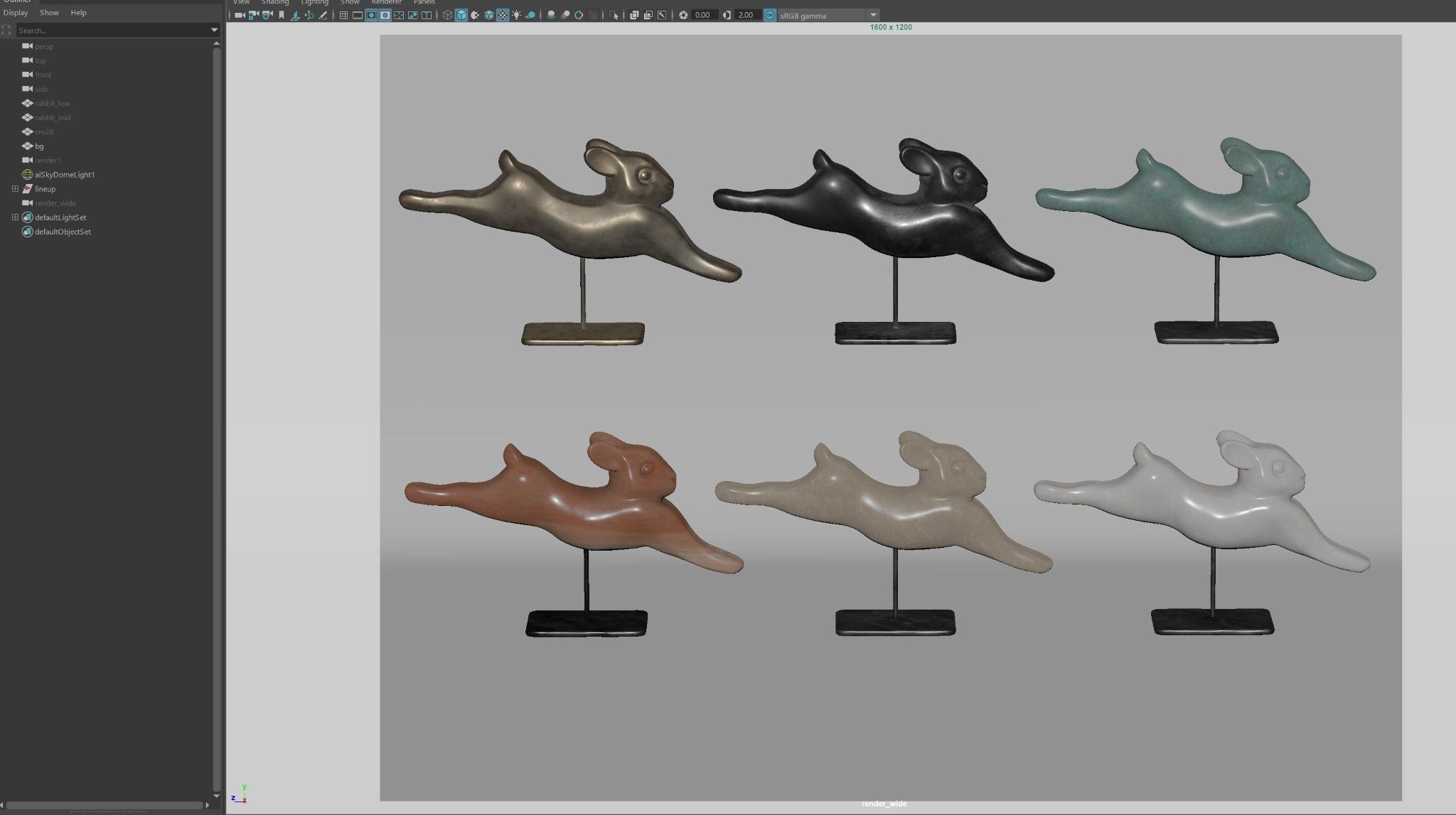 Rabbit lapin modern sculpture with 6 materials Low-poly 3D model_17