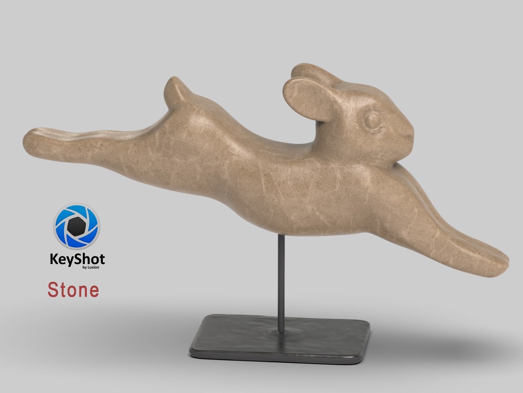 Rabbit lapin modern sculpture with 6 materials Low-poly 3D model_13