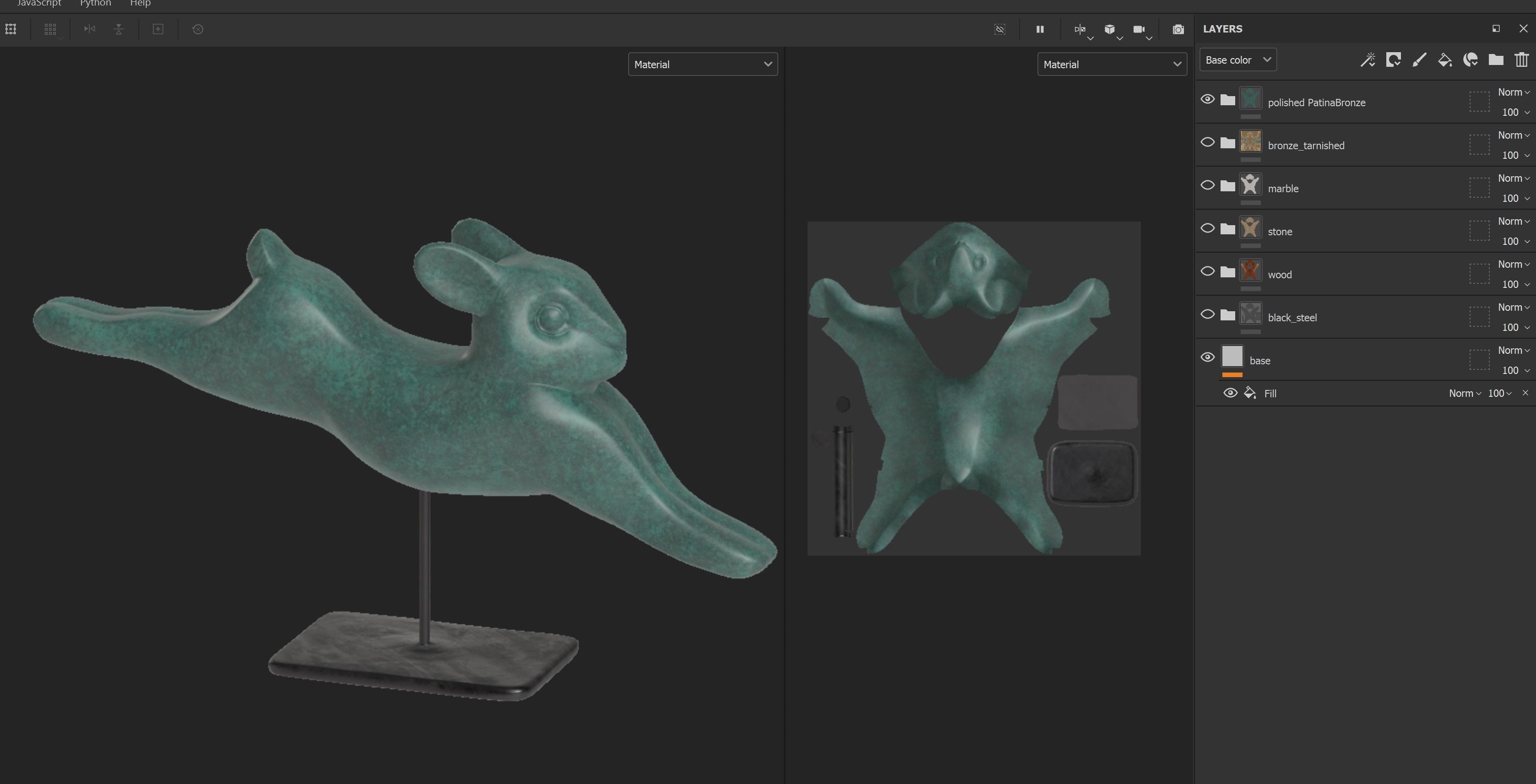 Rabbit lapin modern sculpture with 6 materials Low-poly 3D model_19