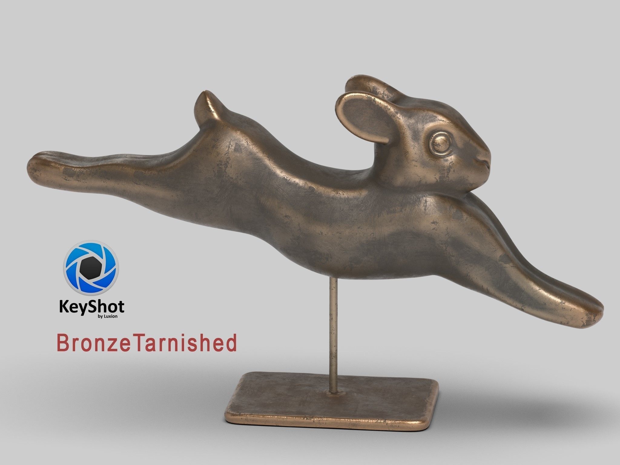 Rabbit lapin modern sculpture with 6 materials Low-poly 3D model_10