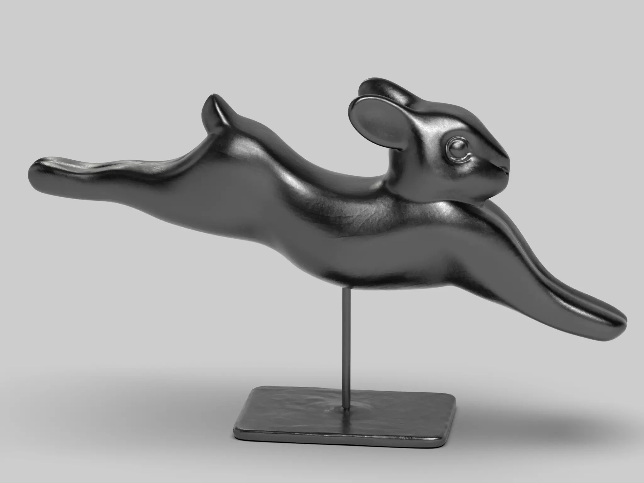 Rabbit lapin modern sculpture with 6 materials Low-poly 3D model_0