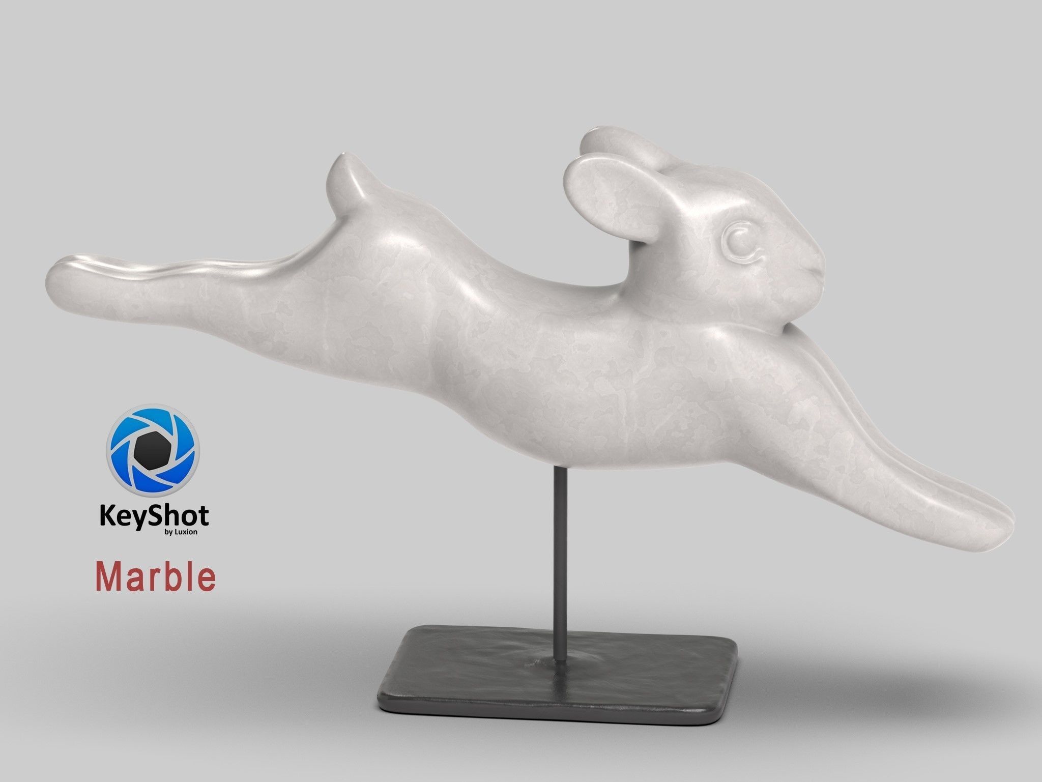 Rabbit lapin modern sculpture with 6 materials Low-poly 3D model_12