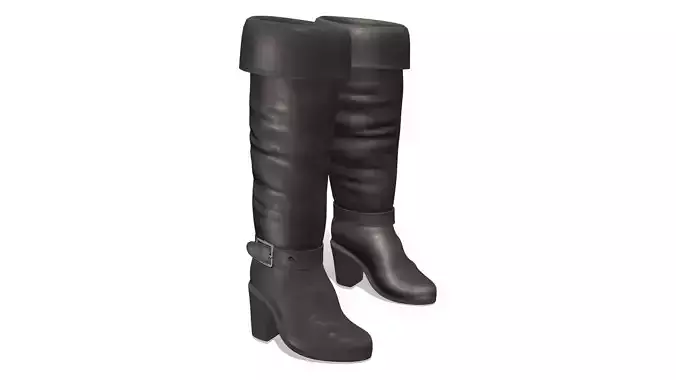 Warrior Fighter Pirate High Heel Boots With Rolled Back Top