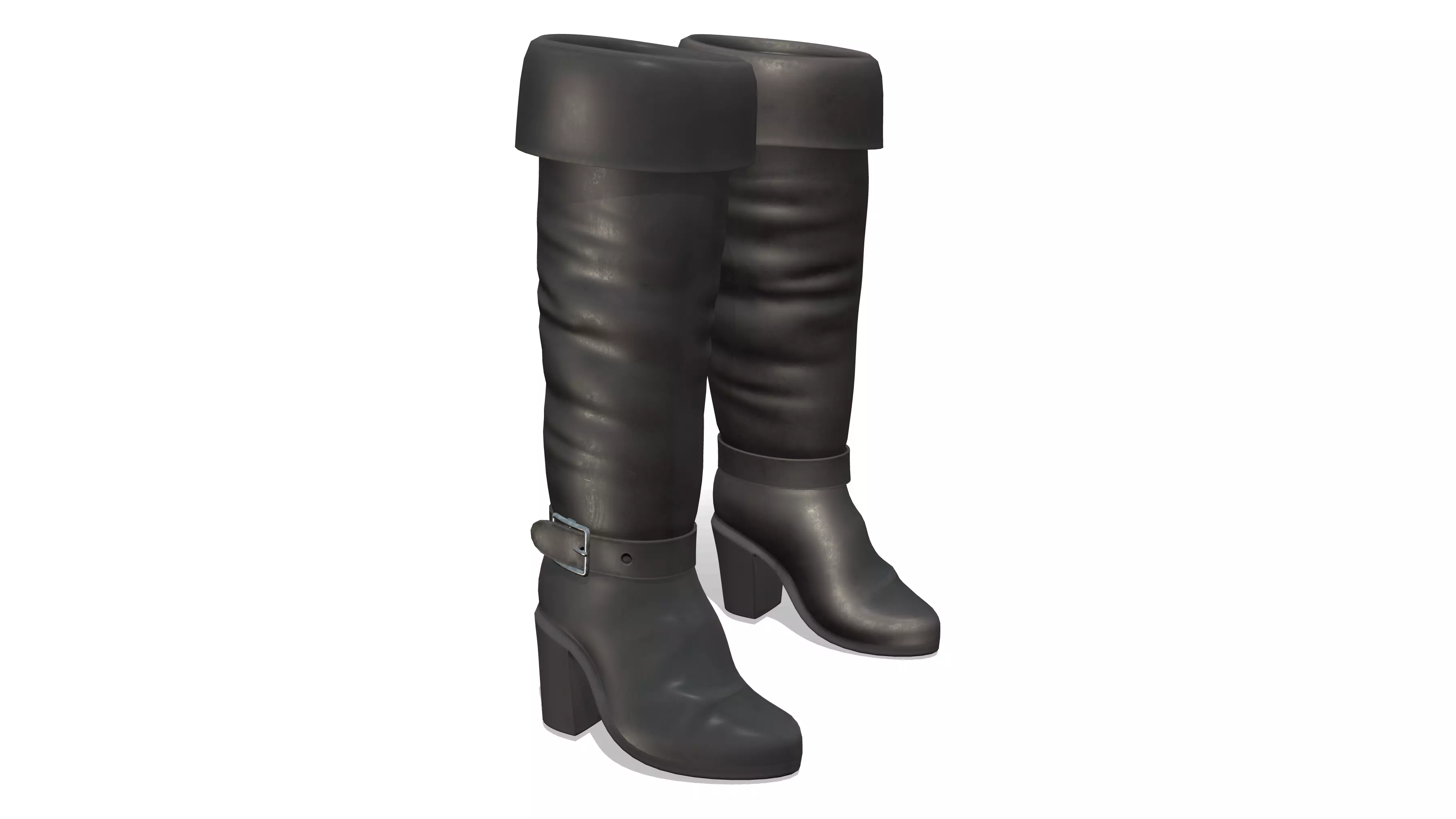 Warrior Fighter Pirate High Heel Boots With Rolled Back Top Low-poly 3D model