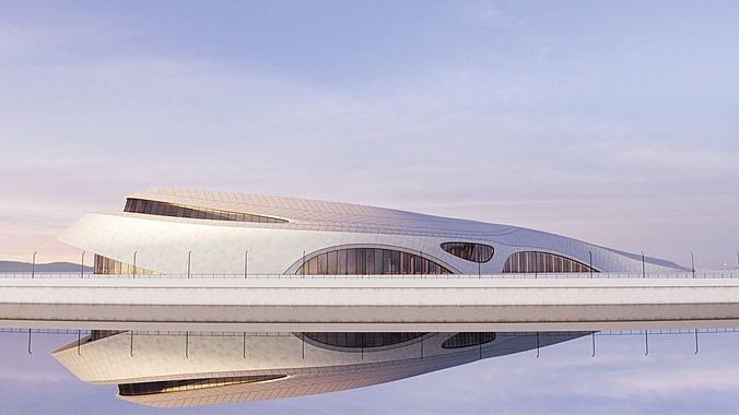 Futuristic building collection 4x 12 3D Model Pack 6