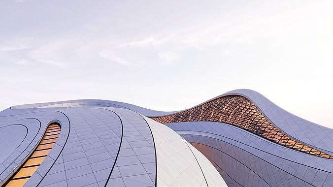 Futuristic building collection 4x 12 3D Model Pack 5