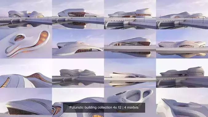 Futuristic building collection 4x 12