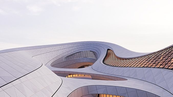 Futuristic building collection 4x 12 3D Model Pack 4