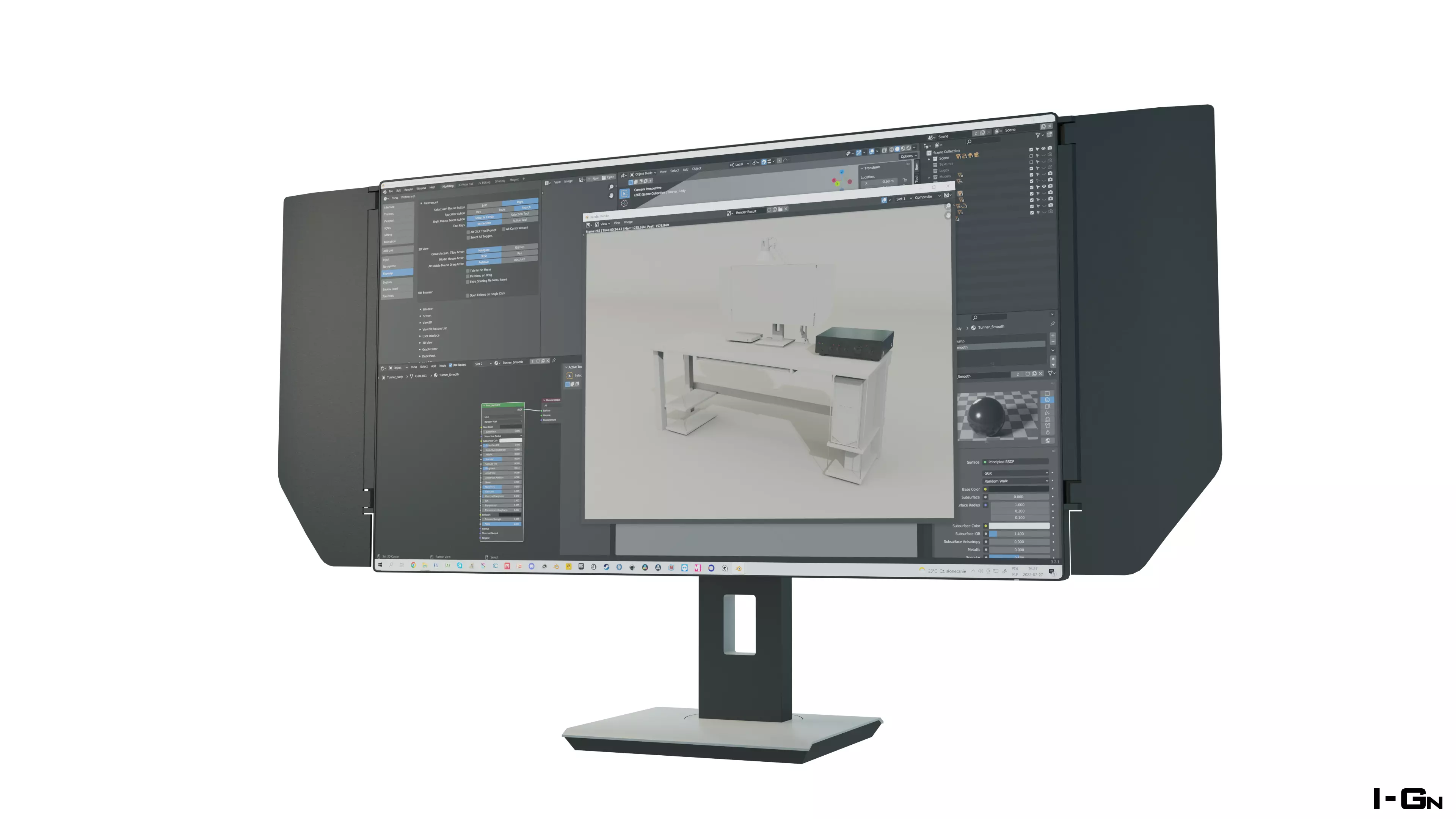 Computer Monitor Flat 32 Low-poly 3D model_0
