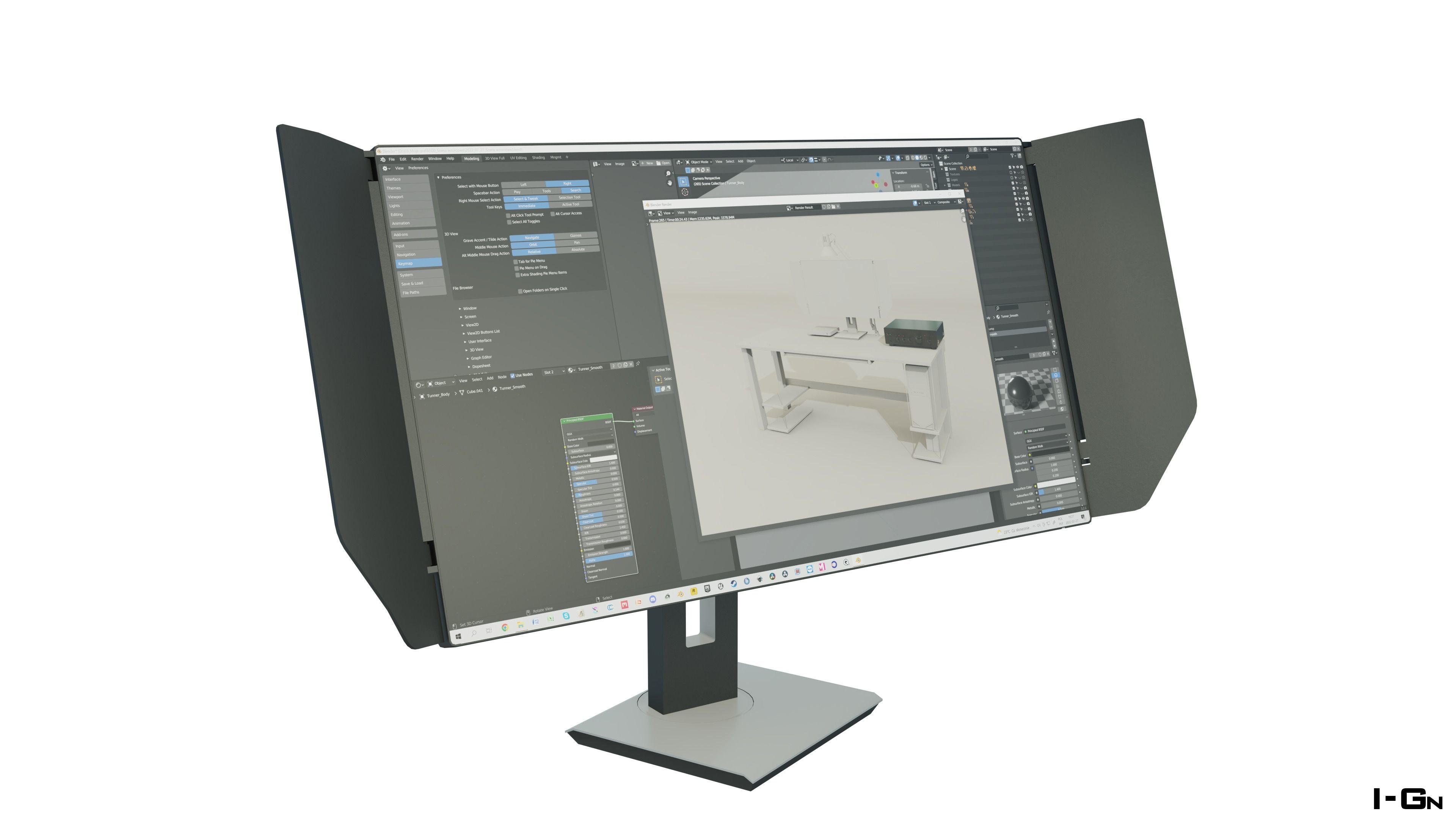 Computer Monitor Flat 32 Low-poly 3D model_3