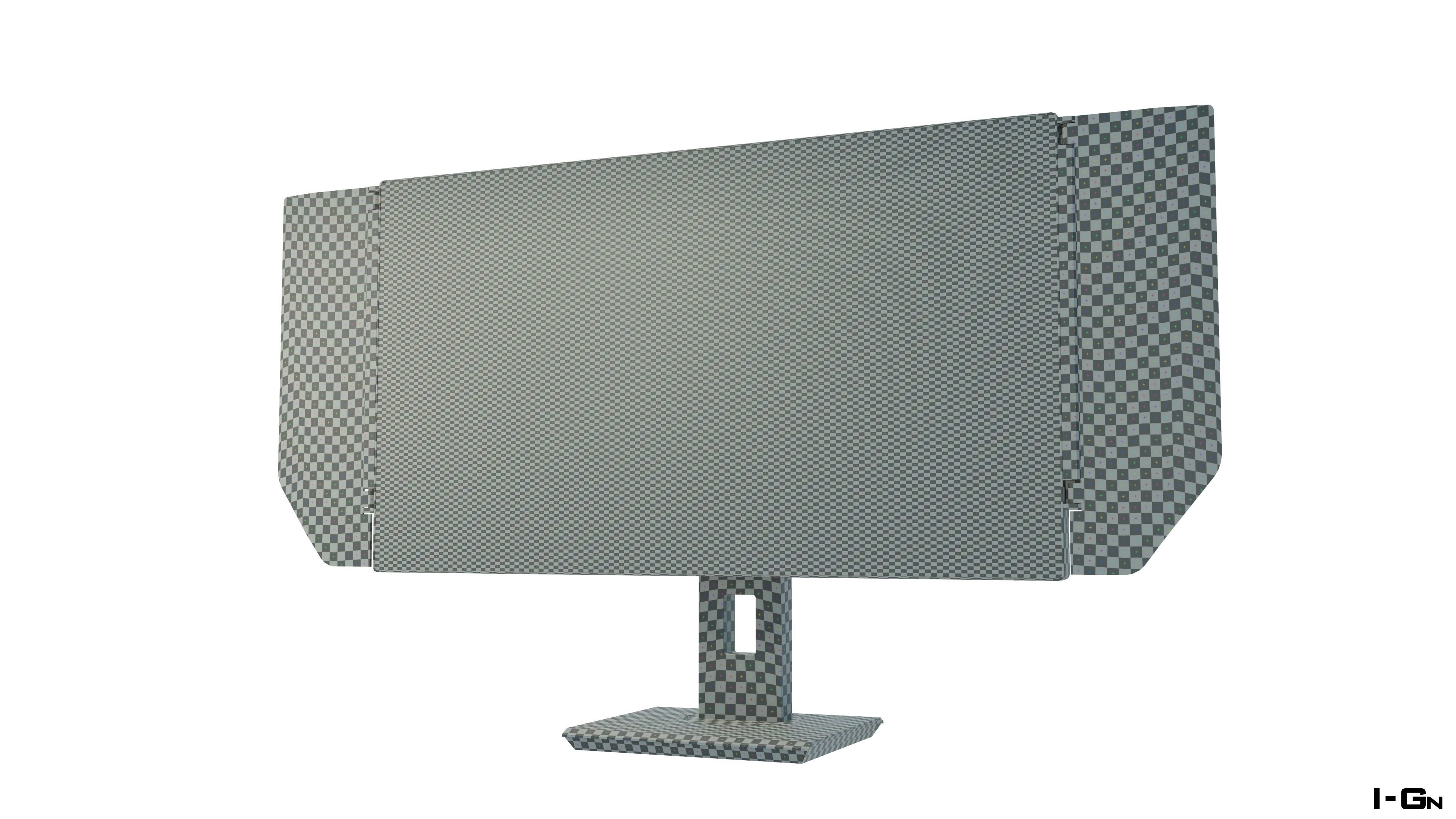 Computer Monitor Flat 32 Low-poly 3D model_7