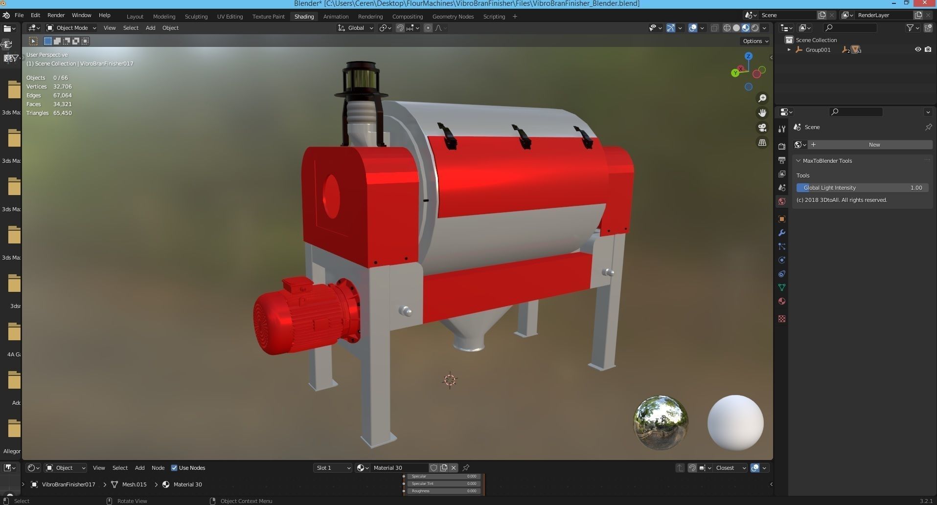 Vibro Bran Finisher - Wheat Grain Flour Milling Machine Low-poly 3D model_8