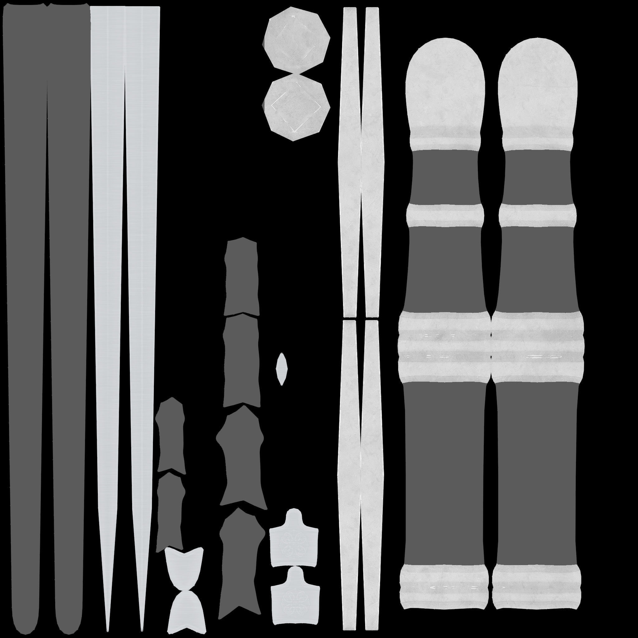 Medieval Long Knight Back Hung Sword With Scabbard Low-poly 3D model_10