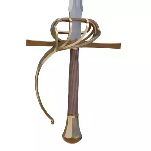 Rapier gold sword with cross Free low-poly 3D model