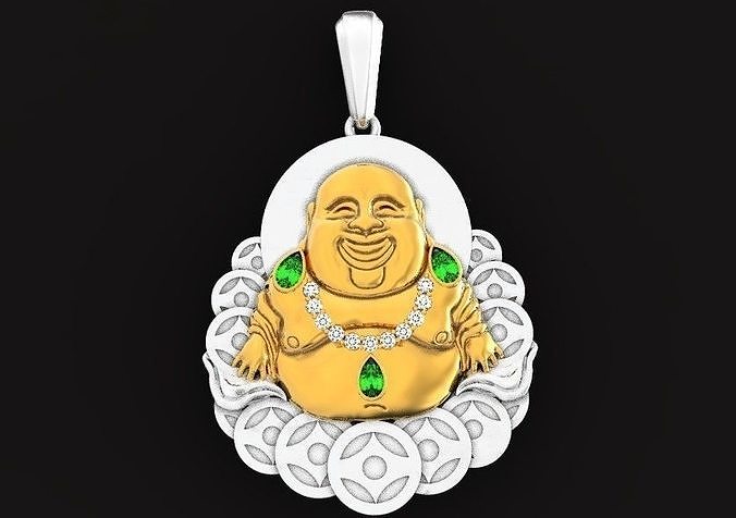  talisman lucky pendant smiling buddha  with coins 553 3D print model
