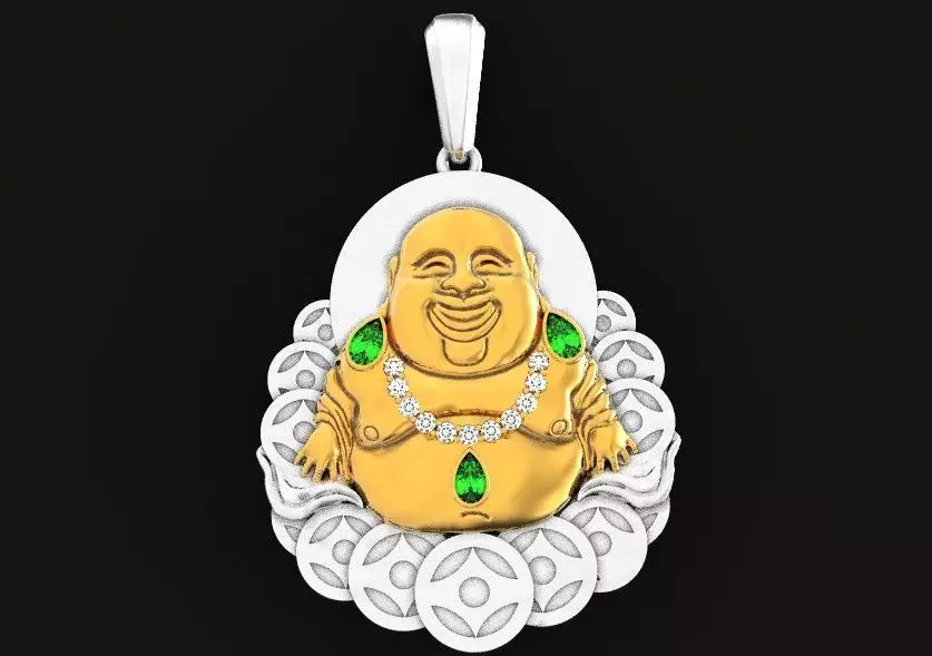 talisman lucky pendant smiling buddha with coins 553 3D print model