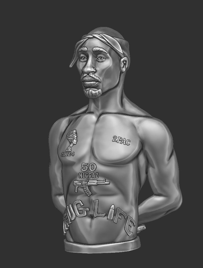 Tupac Shakur bust 3D print model_4