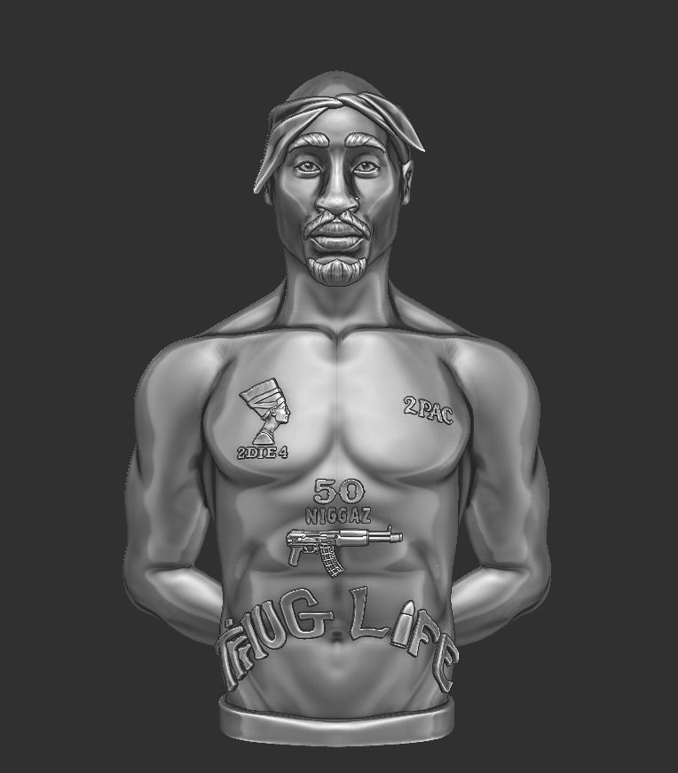 Tupac Shakur bust 3D print model_5
