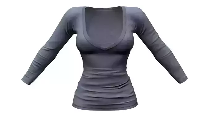 Womens Deep Cleavage Long Sleeved Top