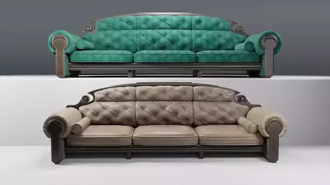 vintage sofa with leather and fabric finishings