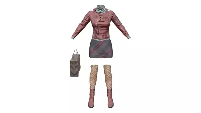 Female Voyager Outfit Jacket Scarf Skirt Boots Bag