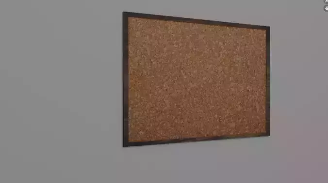 Corkboard cork board on wall Low-poly 3D model
