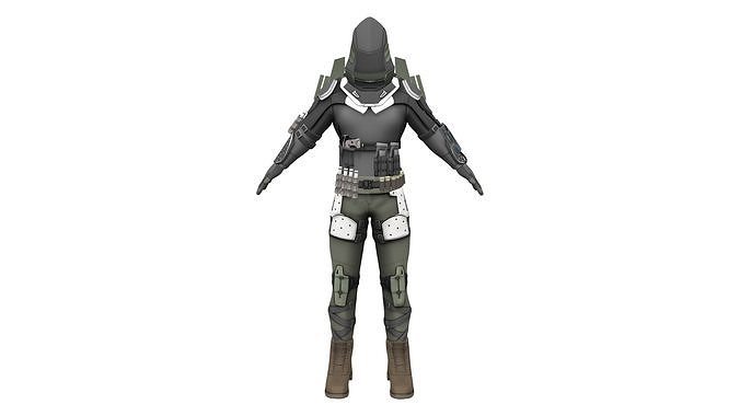 Cyborg Ranger Warrior Full Combat Suit Low-poly 3D model